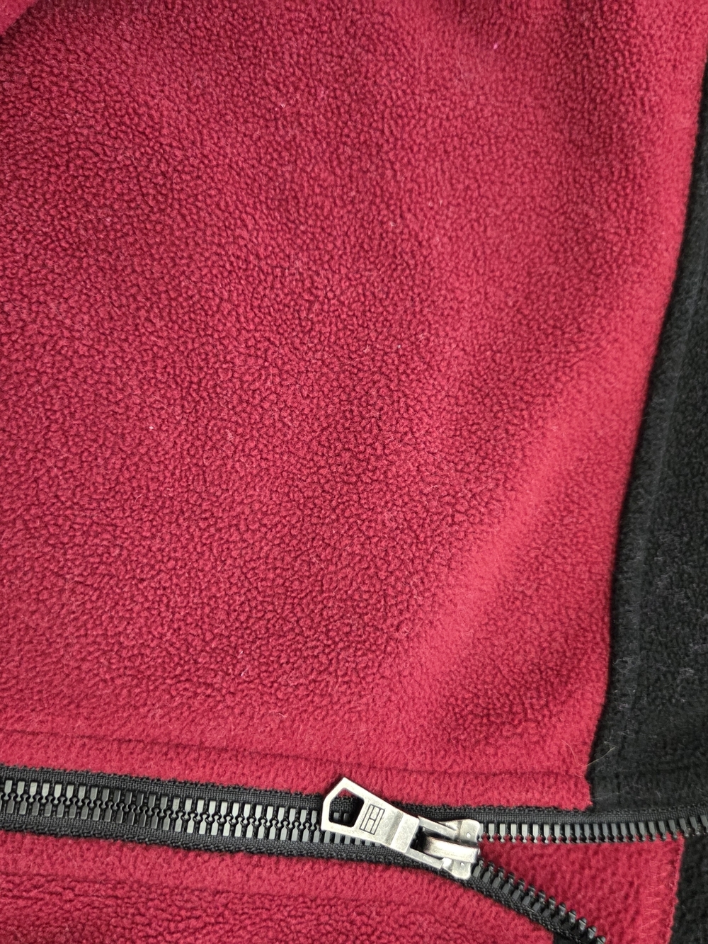 Tommy Hilfiger Maroon and Black Hooded Fleece Jacket - Picture 4 of 5